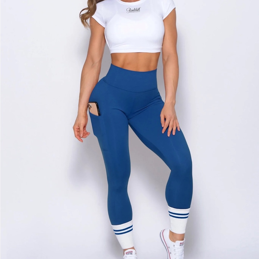 Bombshell Sportswear Blue Short Sock Leggings